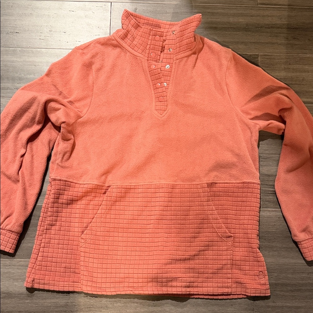 Women's Coral Snap-Front Pullover Fleece Top